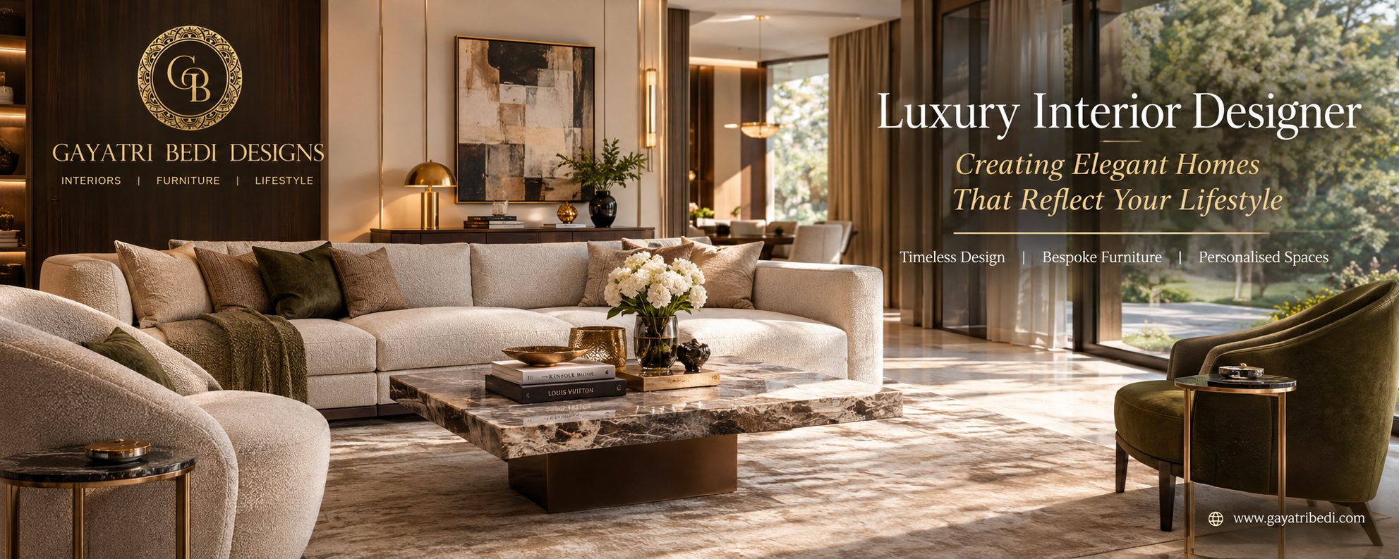 Luxury Interior Designer creating elegant and timeless living room interiors